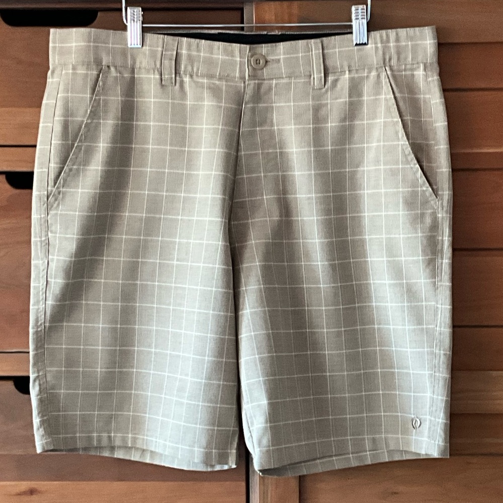 Men's Hang Ten Size 36 Casual Shorts Khaki Plaid Summer‎ Preppy